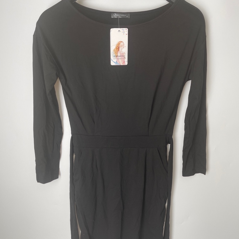 PRETTYGARDEN Women's Casual Long Sleeve Party Bodycon Sheath Belted Dress